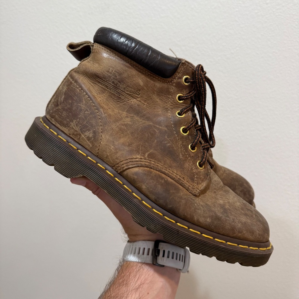 Dr. Martens 939 Gaucho Crazy Horse Leather 6-Eye Boots Brown Mens 10